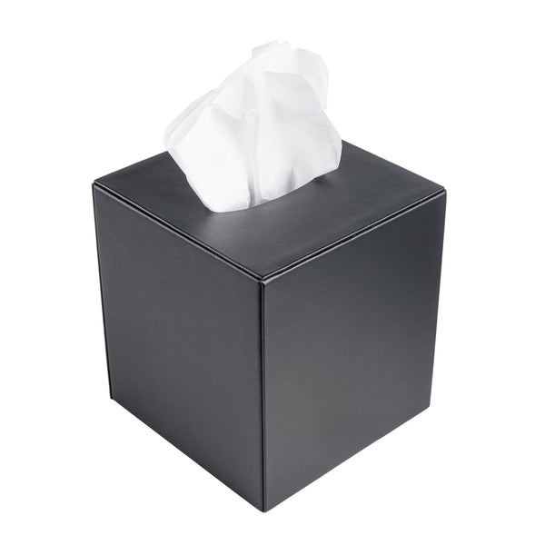 dacasso Black Leatherette Tissue Box Cover
