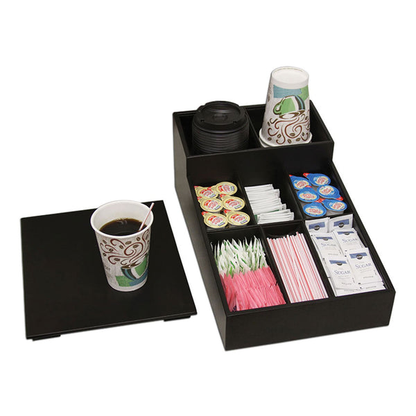 dacasso Classic Black Leather Coffee Condiment Organizer