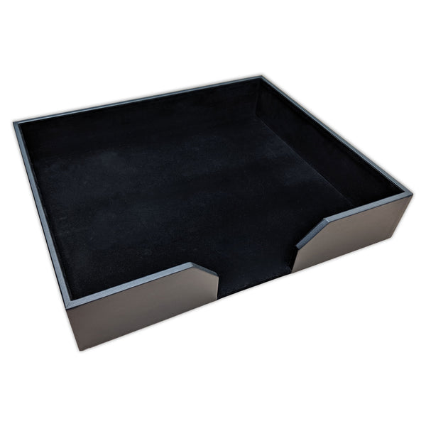 dacasso Black Leatherette 20" x 16" Conf. Pad Holder without Coaster Holders