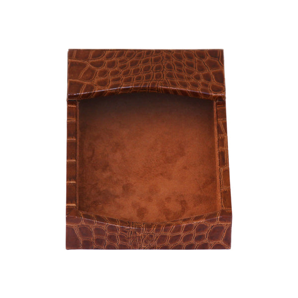 dacasso Protacini Cognac Brown Italian Crocodile Leather 4 x 6 Memo Holder
