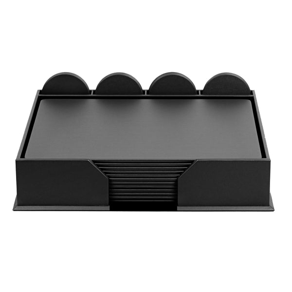 dacasso 12 Seat Black Leatherette Conference Room Set w/ Round Coasters