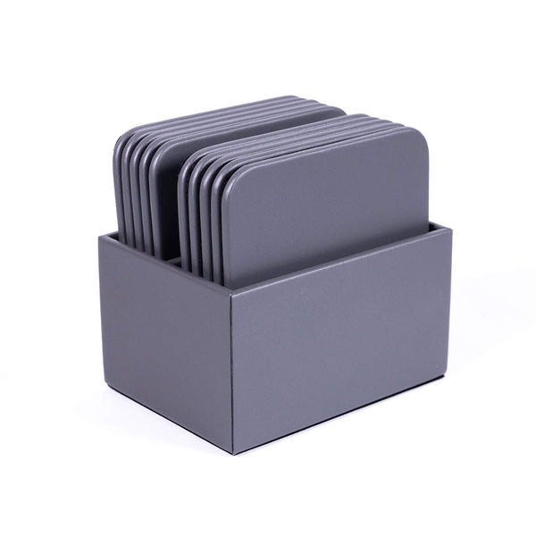 dacasso Gray Leatherette 10 Square Coaster Set w/ Holder