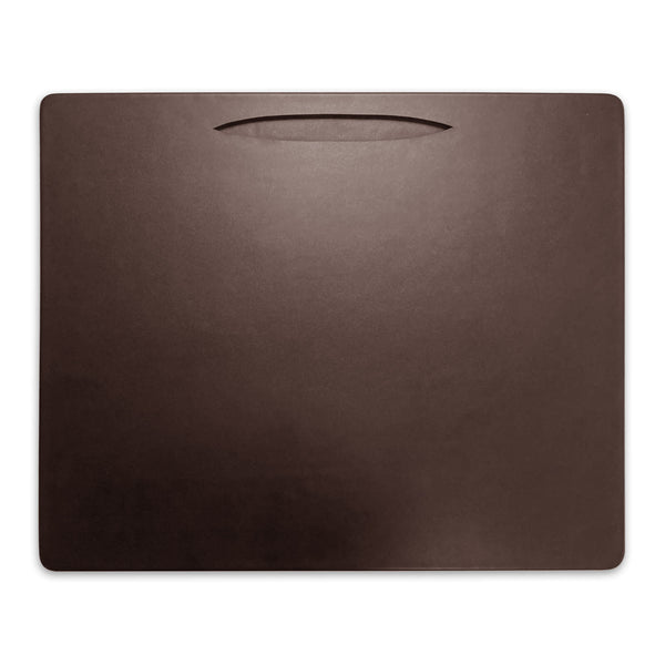 dacasso Chocolate Brown Leather Conference Table Pad with Pen Well 17 x 14