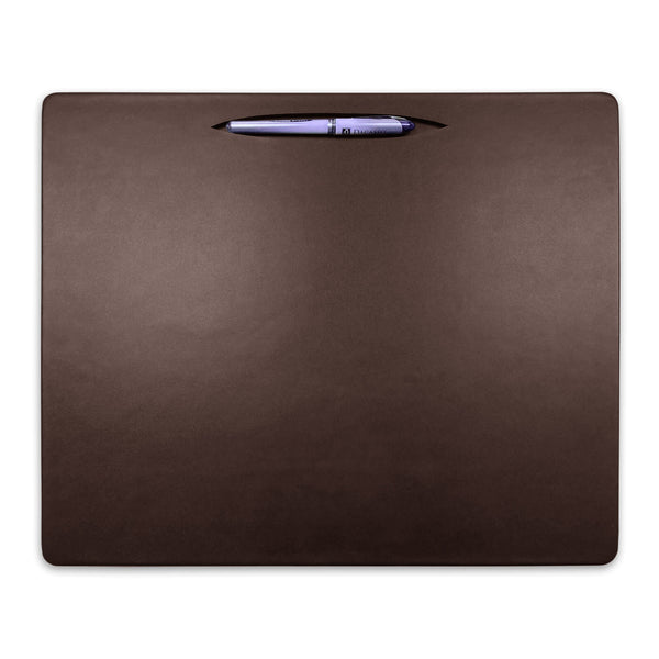 dacasso Chocolate Brown Leatherette Conference Table Pad with Pen Well 17 x 14