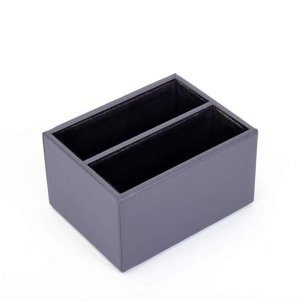 dacasso Gray Leatherette 10pc Coaster Holder