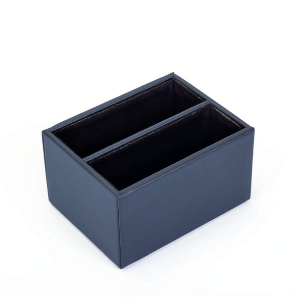 dacasso Navy Blue Leatherette 10pc Coaster Holder