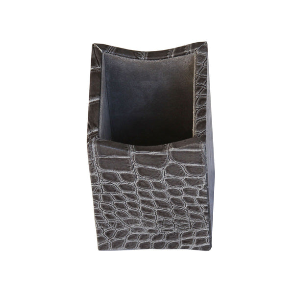 dacasso Protacini Castlerock Gray Italian Crocodile Leather Pencil Cup