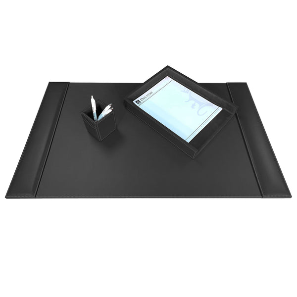 dacasso Rustic Black Leather 3-Piece Desk Set