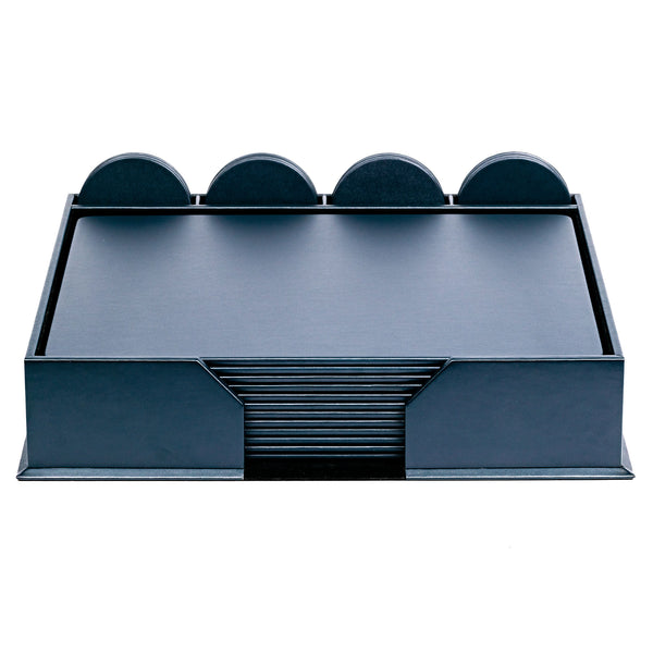 dacasso 12 Seat Navy Blue Leather Conference Room Set w/ Round Coasters