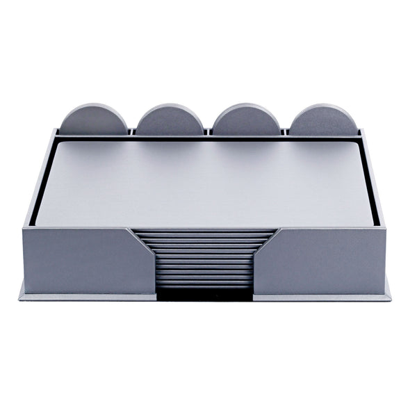 dacasso 12 Seat Gray Leather Conference Room Set w/ Round Coasters
