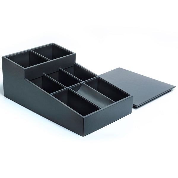 dacasso Gray Leather Coffee Condiment Organizer