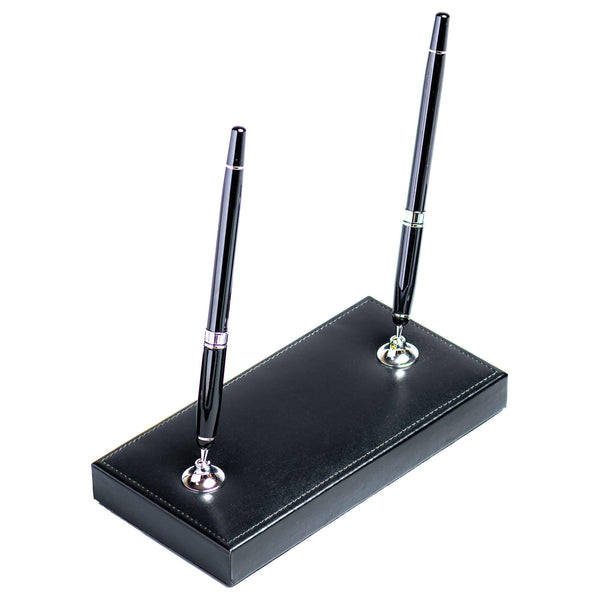 dacasso Black Bonded Leather Double Pen Stand