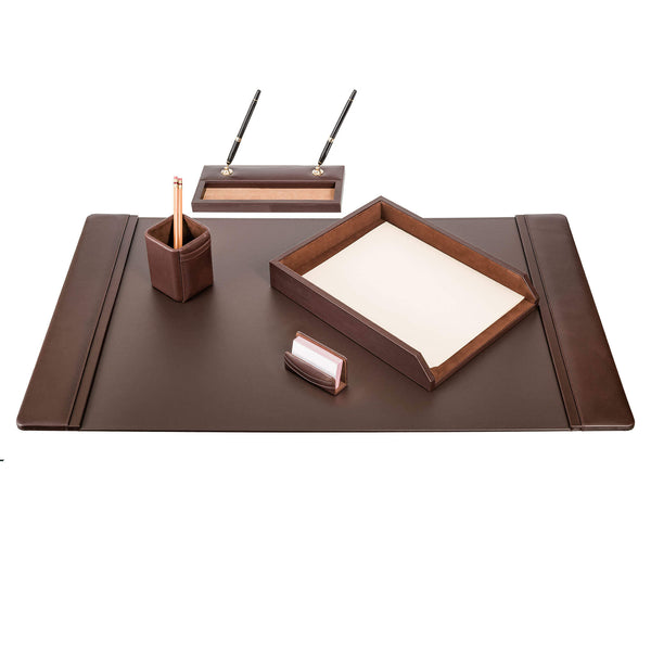 dacasso Chocolate Brown Leather 5-Piece Desk Set