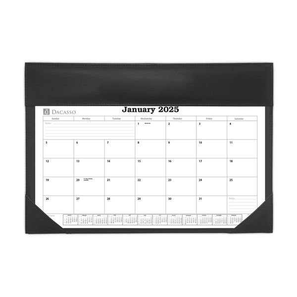 dacasso Black Leather Double Wall Calendar w/ 2025 Insert
