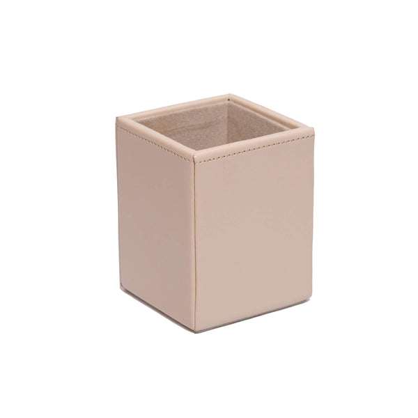 dacasso White Latte Bonded Leather Pencil Cup