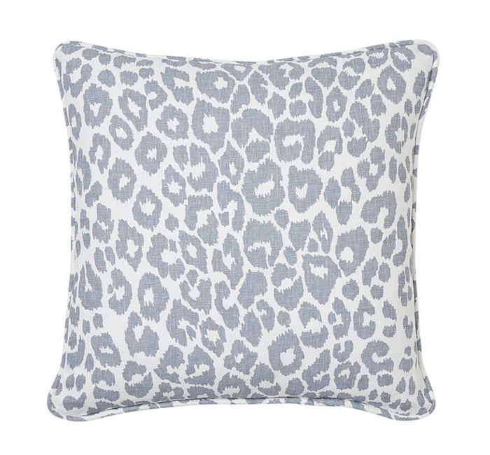 dekowe Schumacher Indoor/Outdoor Iconic Leopard Pillow Cover in Sky Blue