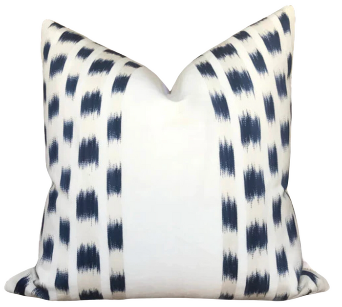 dekowe Schumacher Izmir Stripe Pillow Cover in Indigo Blue