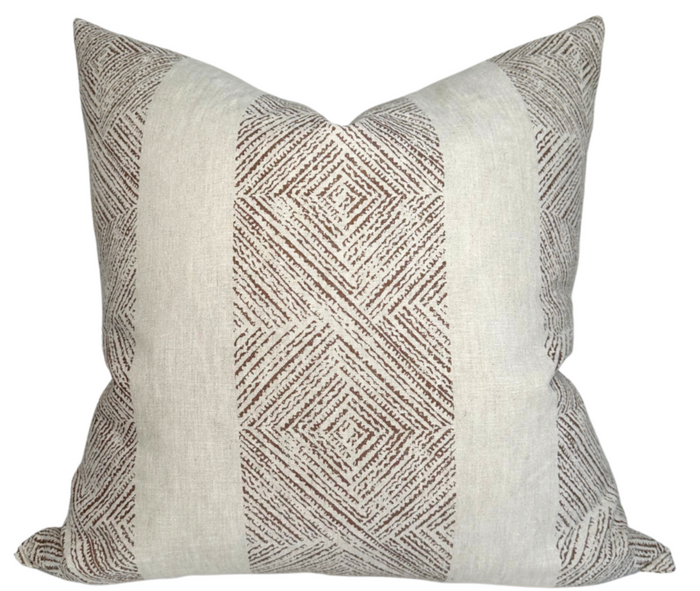 dekowe Clipperton Stripe Pillow Cover in Brown on Natural