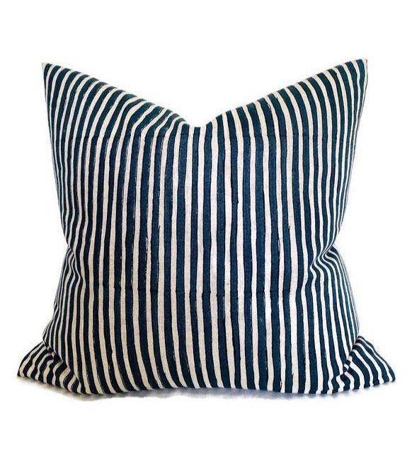 dekowe Ticking Pillow Cover in Indian Teal Walter G Textiles